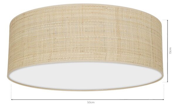 Stropní svítidlo Marshall, 1x ratanové stínítko, (bílé plexisklo), (fi 50cm)