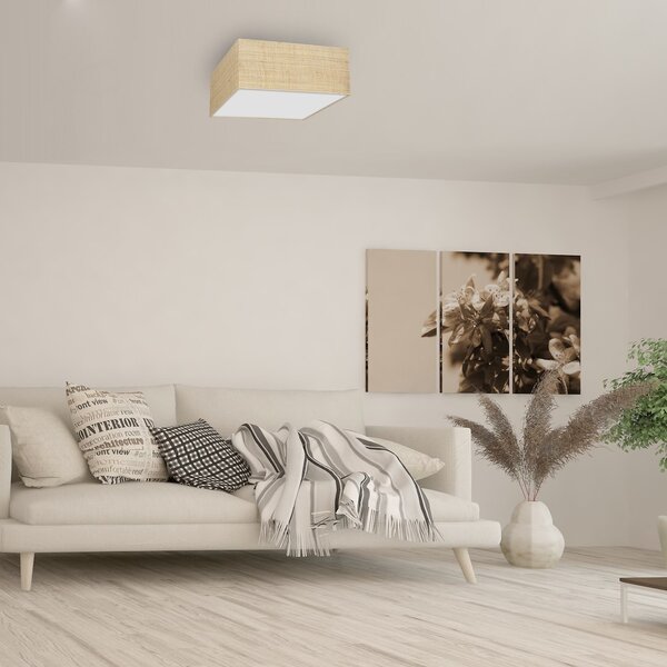 Stropní svítidlo Marshall Square, 1x ratanové stínítko, (bílé plexisklo), (50 cm)