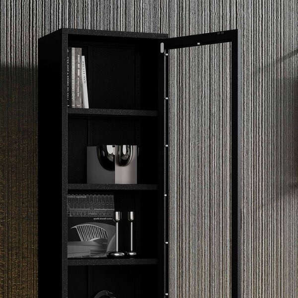 Černá skleněná vitrína do obývacího pokoje z kovu na nožkách LUIGI Modern 500 x 1800 x 350 mm