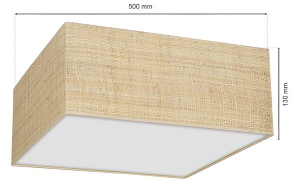 Stropní svítidlo Marshall Square, 1x ratanové stínítko, (bílé plexisklo), (50 cm)
