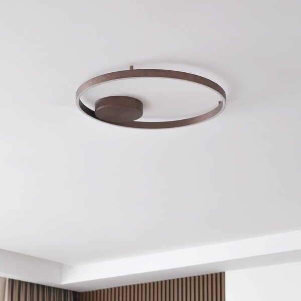 Lucande Smart LED stropní svítidlo Moise, káva, Tuya, stmívatelný, Hnědá / rez, Obývací pokoj / jídelna, Hliník, Moderní