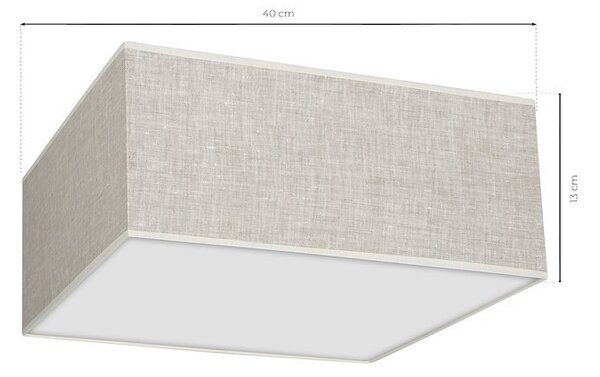 Stropní svítidlo Lino Square, 1x lněné stínítko, (bílé plexisklo), (40cm)