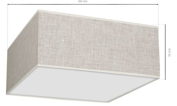 Stropní svítidlo Lino Square, 1x lněné stínítko, (bílé plexisklo), (50cm)