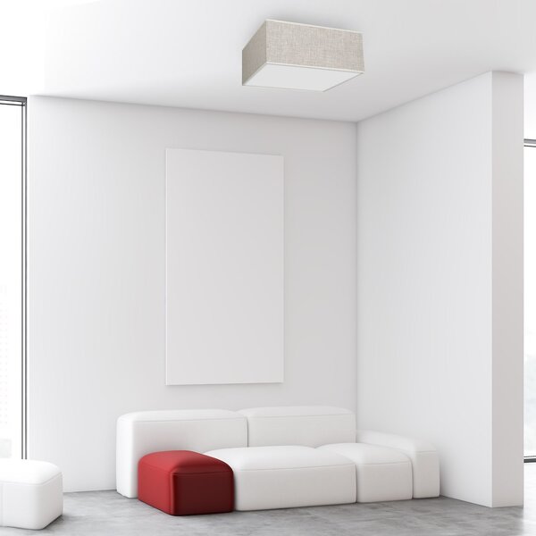 Stropní svítidlo Lino Square, 1x lněné stínítko, (bílé plexisklo), (40cm)