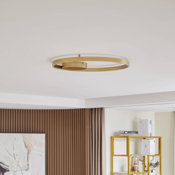 Lucande Stropní svítidlo Smart LED Moise, zlatá, Tuya, stmívatelný, Mosaz / zlato, Obývací pokoj / jídelna, Hliník, Moderní