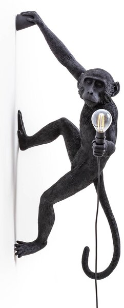 SELETTI Monkey Lamp dekorativní nástěnná lampa pravá černá, Černá, Plast, Design