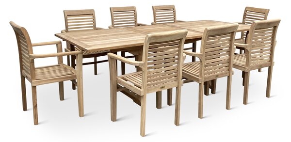 Noela Dřevěný zahradní nábytek Faisal I. teak set 1+8