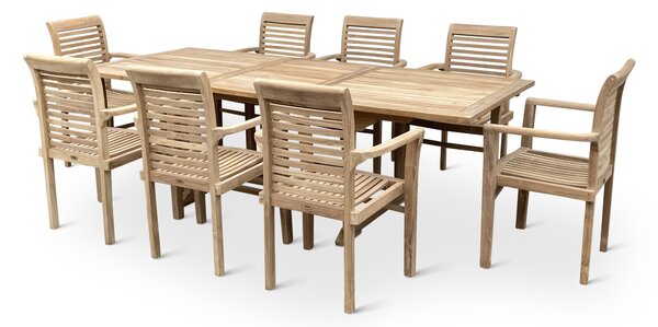 Noela Dřevěný zahradní nábytek Faisal I. teak set 1+8