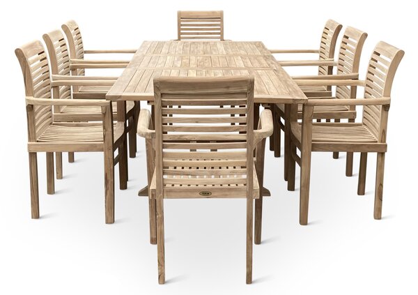 Noela Dřevěný zahradní nábytek Faisal I. teak set 1+8