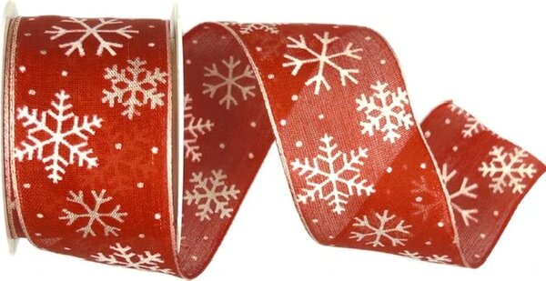 Stuha vánoční ICE STAR RED červená 40mm x 2m (14,-Kč/m)