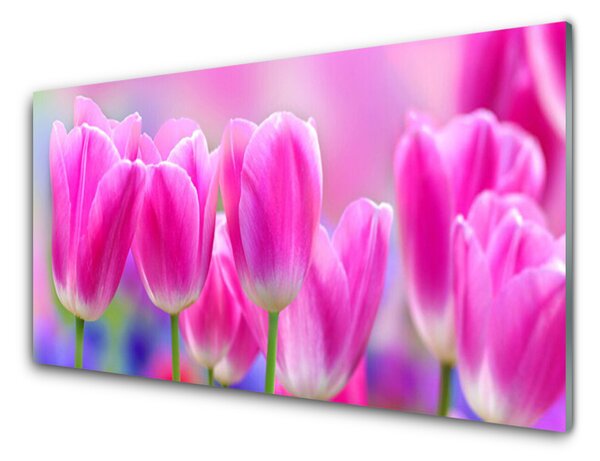 Kuchyňský skleněný panel Tulipány 140x70 cm