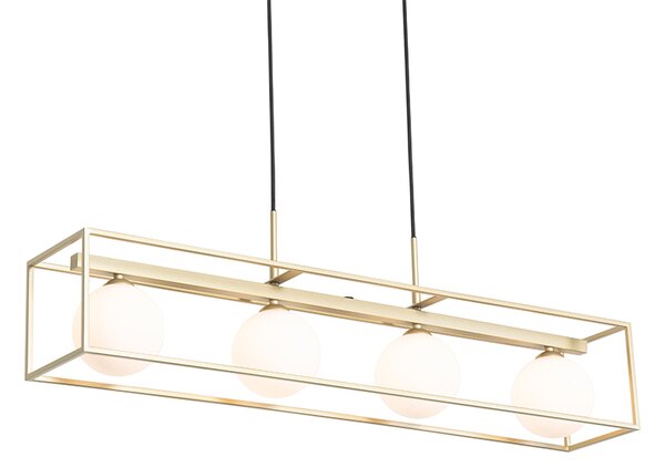 Designové závěsné svítidlo zlaté s bílým sklem 4-světlo - Aniek