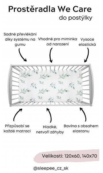 Prostěradlo Sleepee We Care šedé tečky 120x60 cm