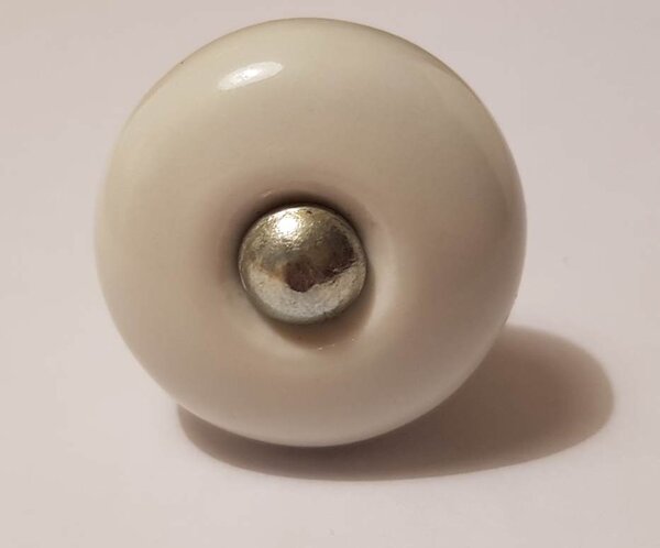 PORCELÁNOVÁ KNOPKA HLADKÁ Ø 32mm + šroub dle výběru ŠROUB: Stříbrný - délka 7,5cm
