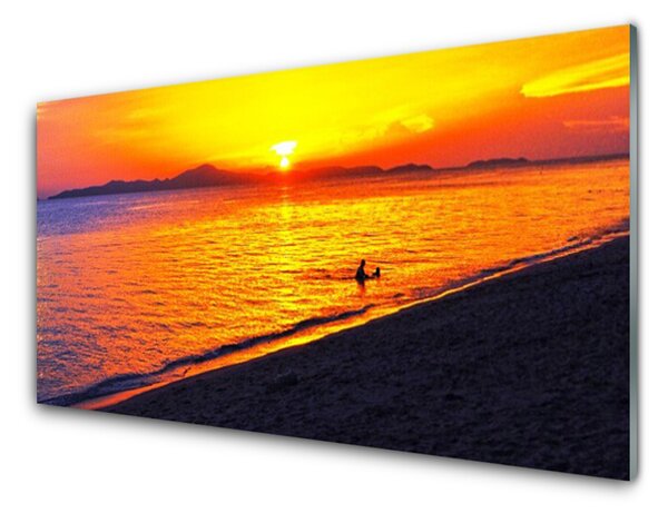 Kuchyňský skleněný panel Moře Slunce Pláž Krajina 100x50 cm