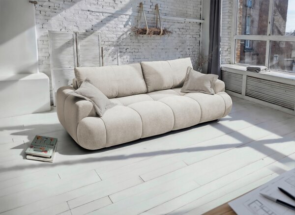 ROZKLÁDACÍ POHOVKA, plast, textil, kompozitní dřevo, šampaňská Livetastic - Rozkládací pohovky, Online Only