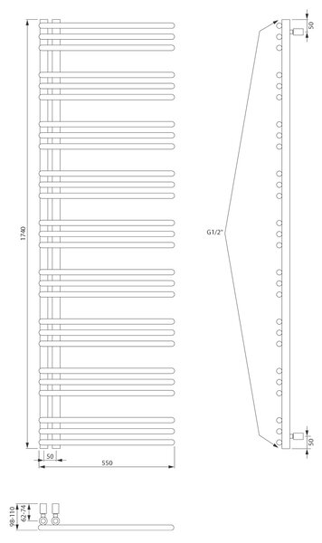 Aqualine Aqualine, POSEIDON topné těleso 550x1740mm, černá matná, PS517B
