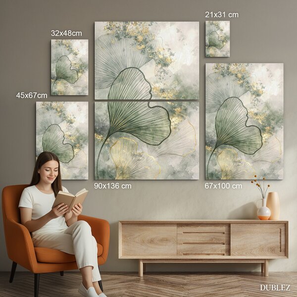 DUBLEZ | Moderní dřevěný obraz - Ginkgo Linea | UV tisk, Premium