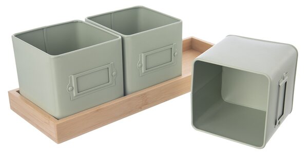 Květináč bylinky GREENISH 11,5x11,5 cm 3 ks+podtácek