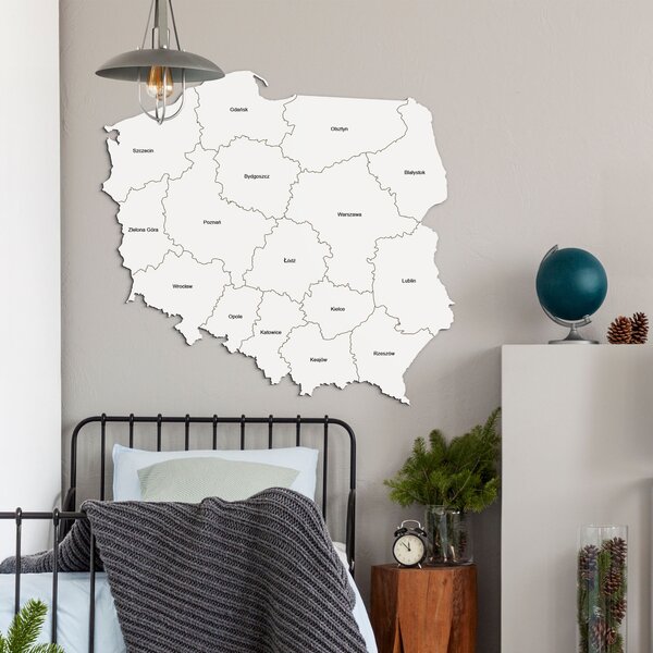 DUBLEZ | Dřevěná mapa Polska na zeď + Okresy | Obraz