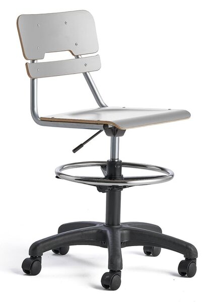 AJ Produkty Židle LEGERE, výškově nastavitelná, široký sedák, s kolečky, V 530-720 mm, šedá