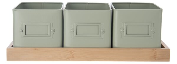 Květináč bylinky GREENISH 11,5x11,5 cm 3 ks+podtácek