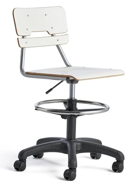 AJ Produkty Otočná židle LEGERE, velký sedák, s kolečky, nastavitelná výška 530-720 mm, bílá