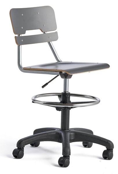 AJ Produkty Otočná židle LEGERE, velký sedák, s kolečky, nastavitelná výška 530-720 mm, antracitově šedá
