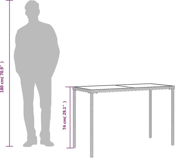 VidaXL Zahradní stůl se skleněnou deskou 115x54x74 cm polyratan [365075] Barva: Černá