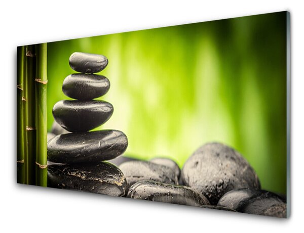 Kuchyňský skleněný panel Bambus Kameny Umění 140x70 cm