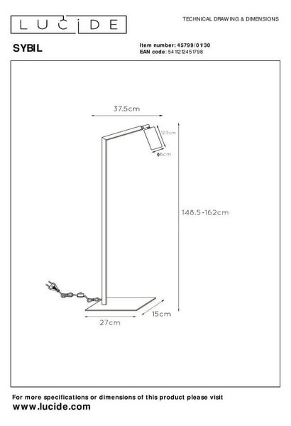 Lucide L457990130 stojací lampa SYBIL GU10