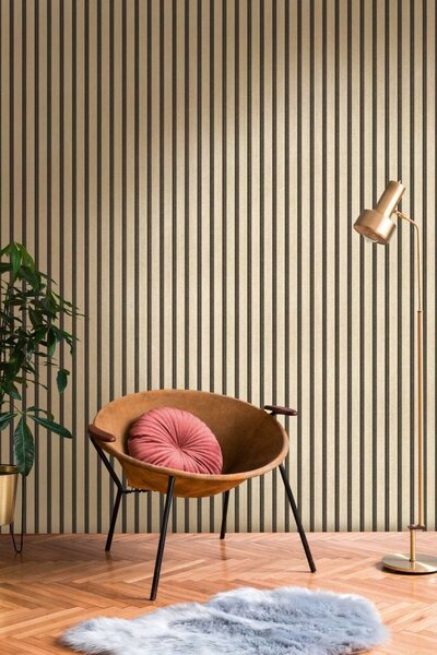 A.S. Création | Vliesová tapeta na zeď Wooden Wall 78627-2V | 0,53 x 10,05 m | zlatá, černá