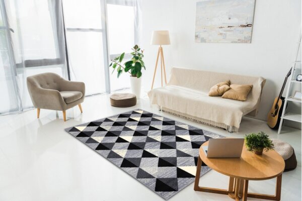 Koberec BCF BASE 3987 Trigone šedý / sloní kost