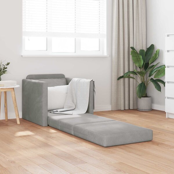 VidaXL Pohovka na spaní samet [353962] Barva: světle šedá, Velikost: 1místné