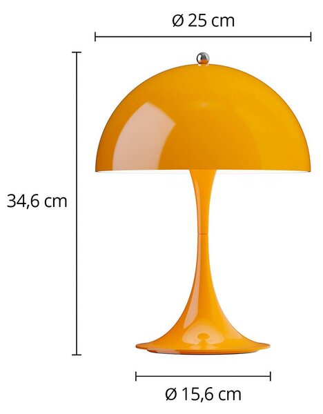 Louis Poulsen Akumulátorová lampa Panthella PORTABLE 250 oranžová IP44, stmívatelný, Žlutá / oranžová, Obývací pokoj / jídelna, Plast, Moderní