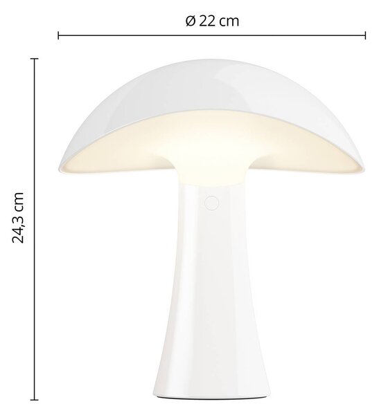 Louis Poulsen LED stolní lampa Rumee 220, bílá, IP44, stmívatelný, Bílá / opál, Obývací pokoj / jídelna, Plast, Skandinávský
