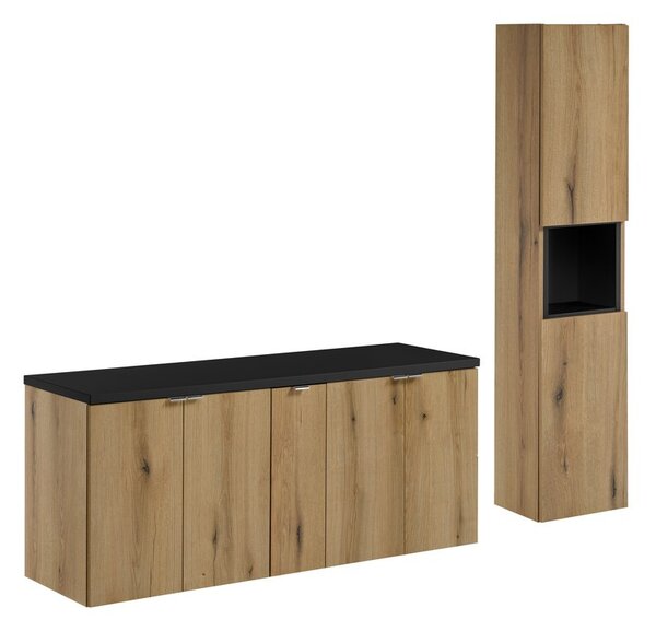 Comad Koupelnová sestava Nova Oak II se skříňkami 140 cm dub evoke/černá