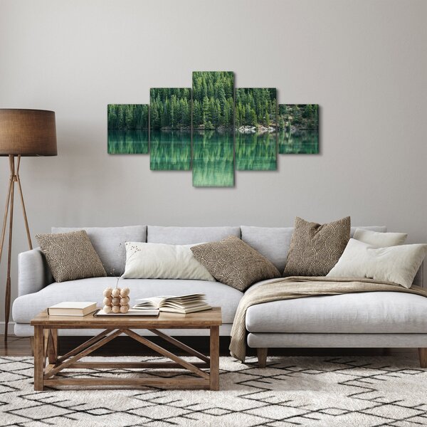 Obraz - Jehličnany u jezera (125x70 cm)