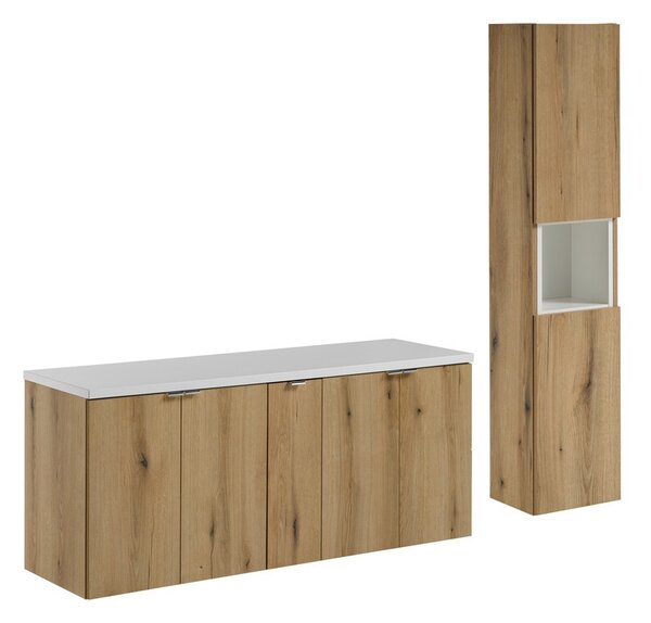 Comad Koupelnová sestava Nova Oak II se skříňkami 140 cm dub evoke/bílá