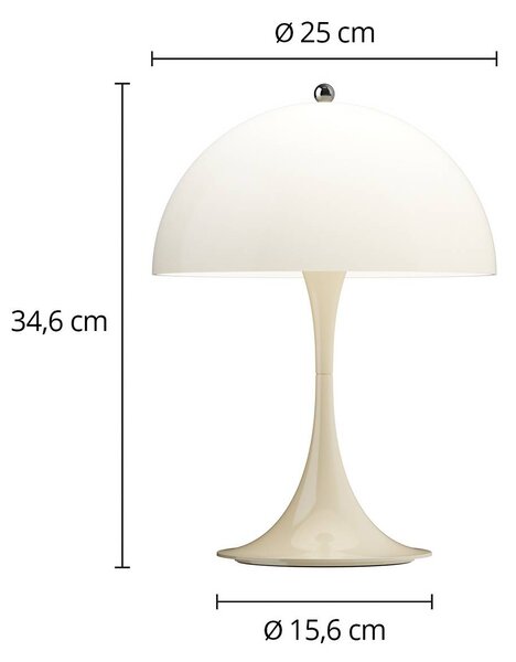 Louis Poulsen Akumulátorová lampa Panthella PORTABLE 250, béžová, IP44, stmívatelný, Krémová / jantar, Obývací pokoj / jídelna, Plast, Moderní
