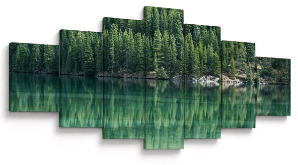Obraz - Jehličnany u jezera (210x100 cm)