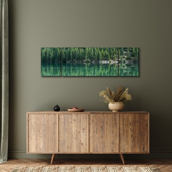 Obraz - Jehličnany u jezera (170x50 cm)