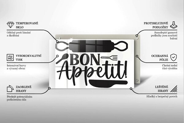 Sklo za sporák Bon appetit nápis