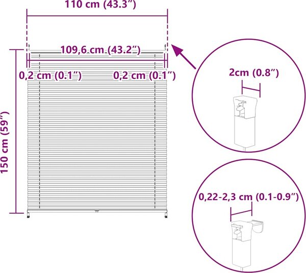 VidaXL Plisovaná roleta [240615] Barva: Bílá, Velikost: 100 x 150 cm