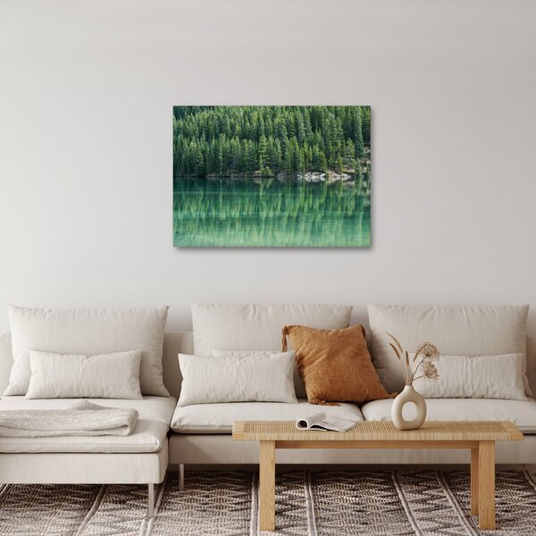 Obraz - Jehličnany u jezera (70x50 cm)
