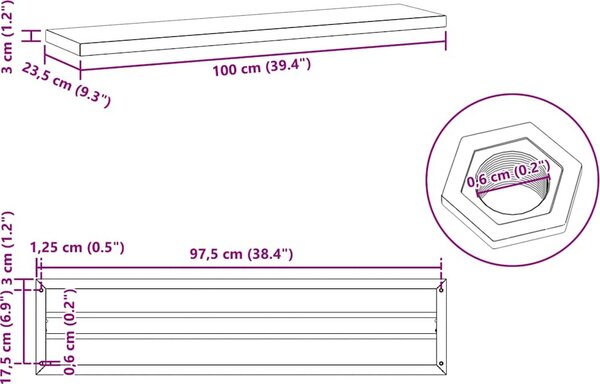 VidaXL Nástěnné police 2 ks nerezová ocel, tloušťka nerezové oceli 0,6 mm [30280] Barva: Stříbrná, Velikost: 50 x 30 cm