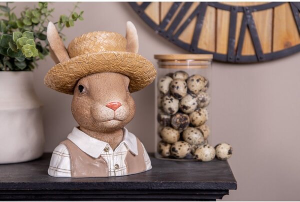 Dekorace králík ve slamáku - 15*15*25 cm - Clayre & Eef
