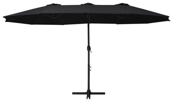 Zahradní slunečník s hliníkovou tyčí 460 x 270 cm černý