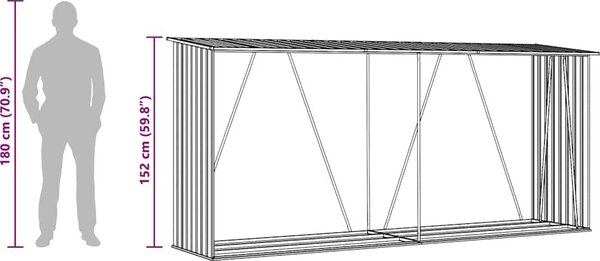 VidaXL Zahradní kůlna na dříví z pozinkové oceli 330x84x152 cm [47085] Barva: Zelená