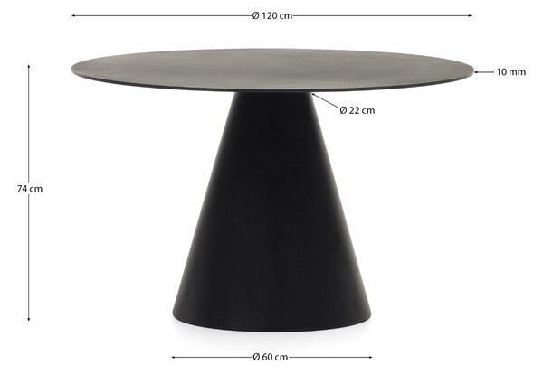 Kave Home Matně černý skleněný kulatý jídelní stůl Wilshire 120 cm